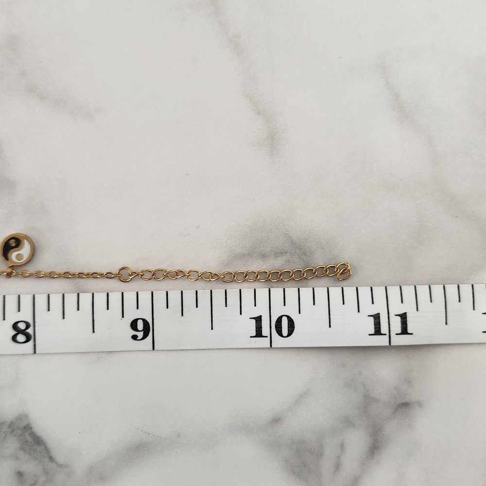 Gold Plated Yin Yang Anklet Adjustable Dainty Bracelet Minimalist Charm Jewelry - Picture 12 of 12